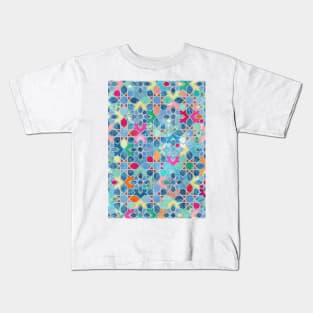 Pretty Pastel Moroccan Tile Mosaic Pattern Kids T-Shirt